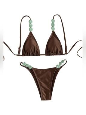 NWOT OYOANGLE 2 Piece Triangle High Cut Bikini Swimsuit, Medium